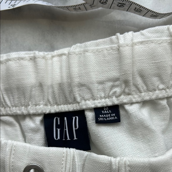 Gap White Drawstring Linen Blend Pants | Medium Tall - Picture 4 of 6